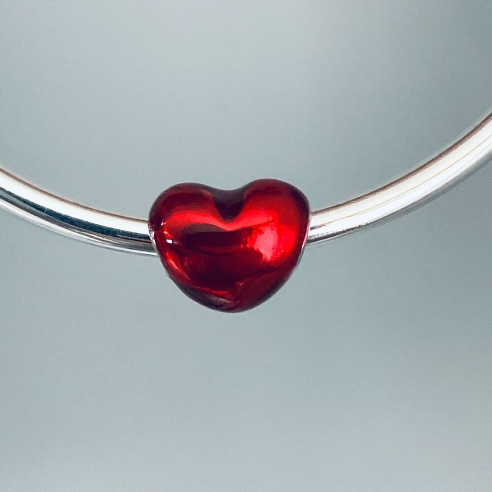 New Pandora Silver Charm RED metallic / Pandora Silver Bracelet